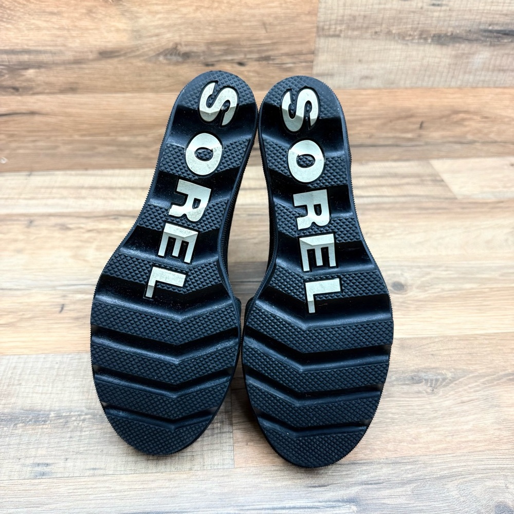 Sorel Wedges Women's size  8 Joanie Black Leather Espadrille Sandals Shoes - Picture 4 of 8